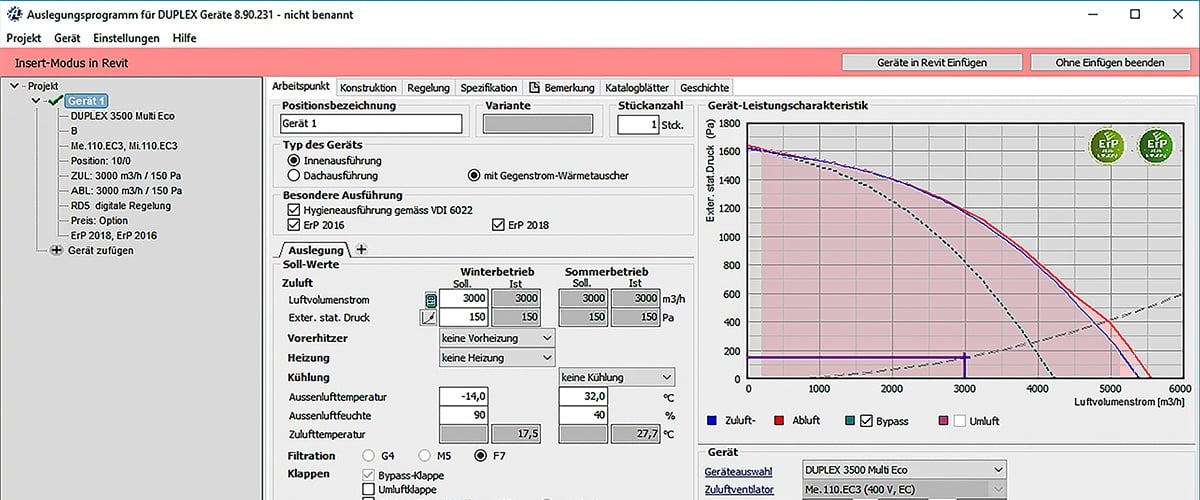 Auslegungssoftware BIM DUPLEX Lueftung Auslegungssoftware mit BIM